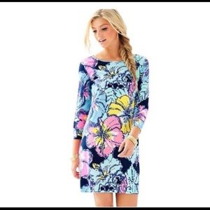 Lilly Pulitzer Marlowe Dress Navy Big Flirt Hibiscus Floral Print